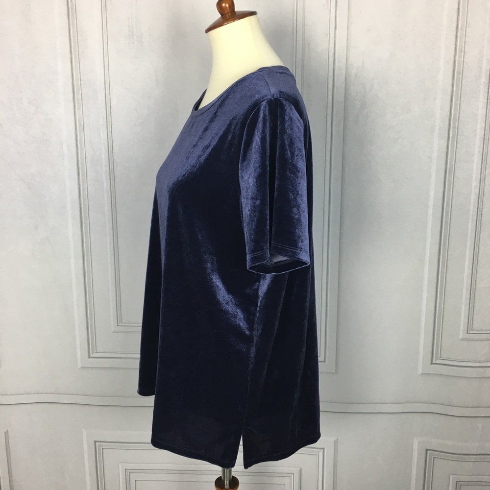 Old Navy Blue Velvet Short Sleeve Tee Sz L - Picture 3 of 7